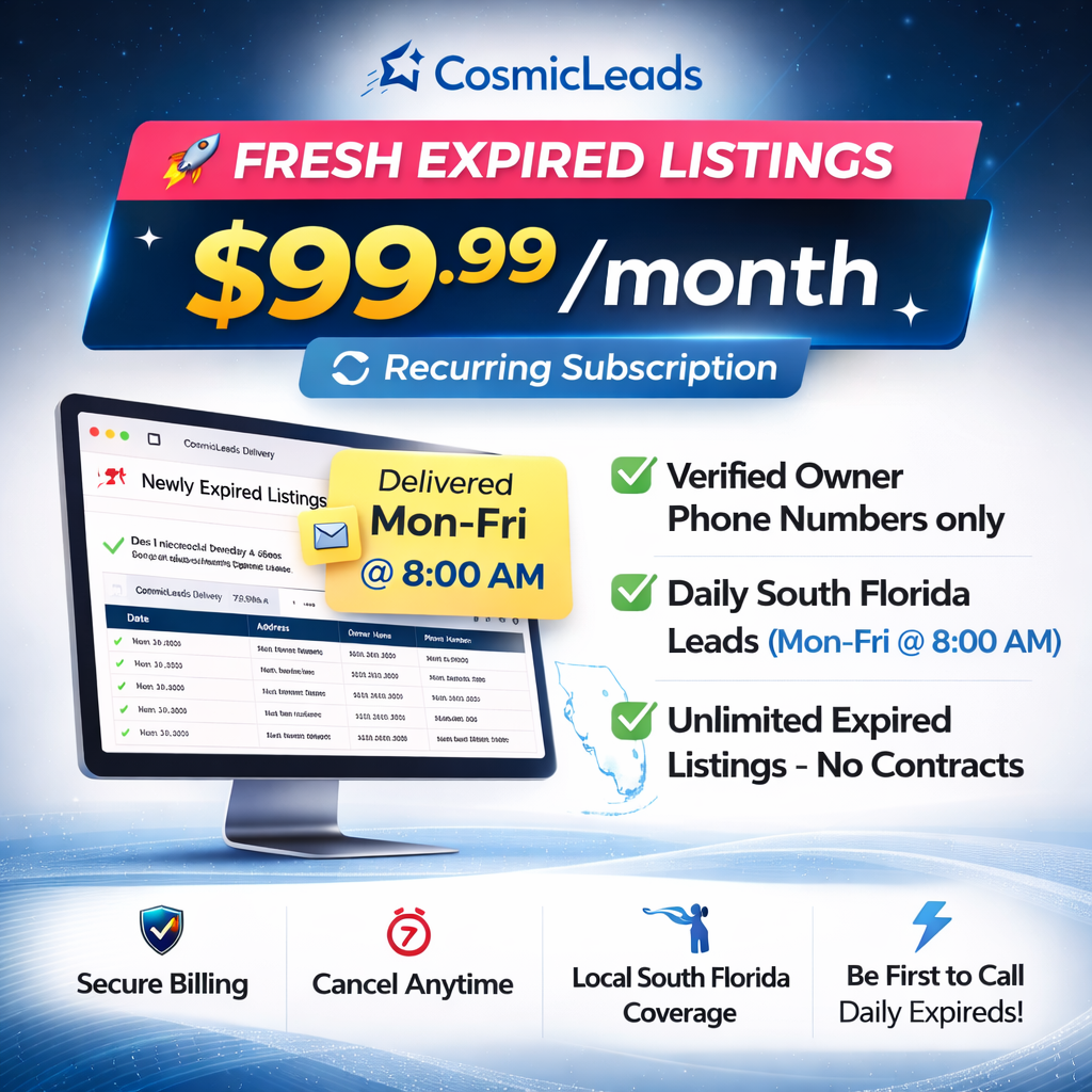 CosmicLeads – Unlimited Expired Listings ($99.99/Month)