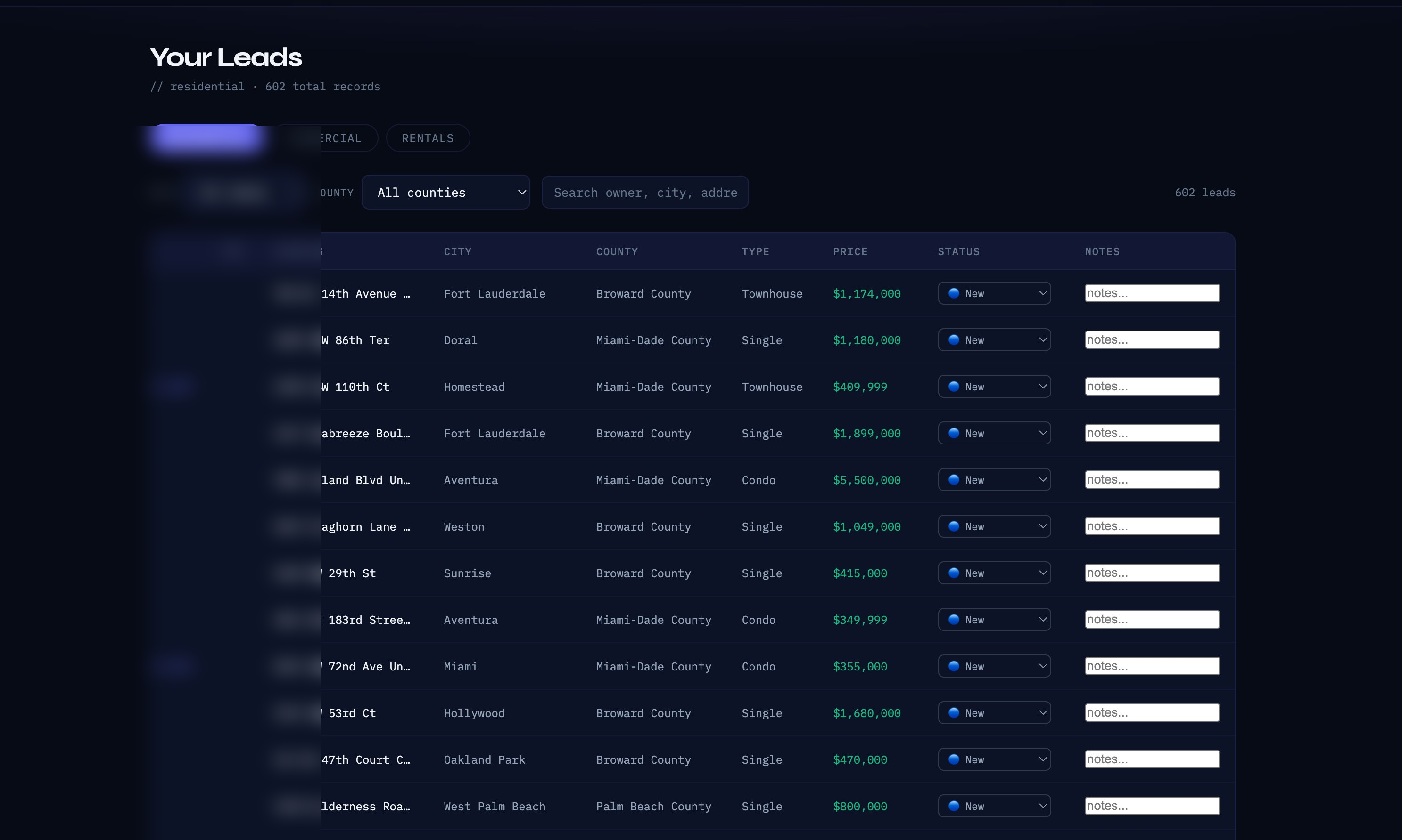 CosmicLeads CRM status tracking